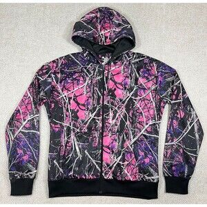 Muddy Girl Hoodie Women's 2XL XXL Pink Purple Camo Full Zip Moon Shine
